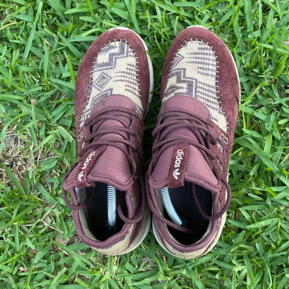 Adidas Tubular Runner Burgundy Southwestern Geometric Suede Mens 10.5 B24692